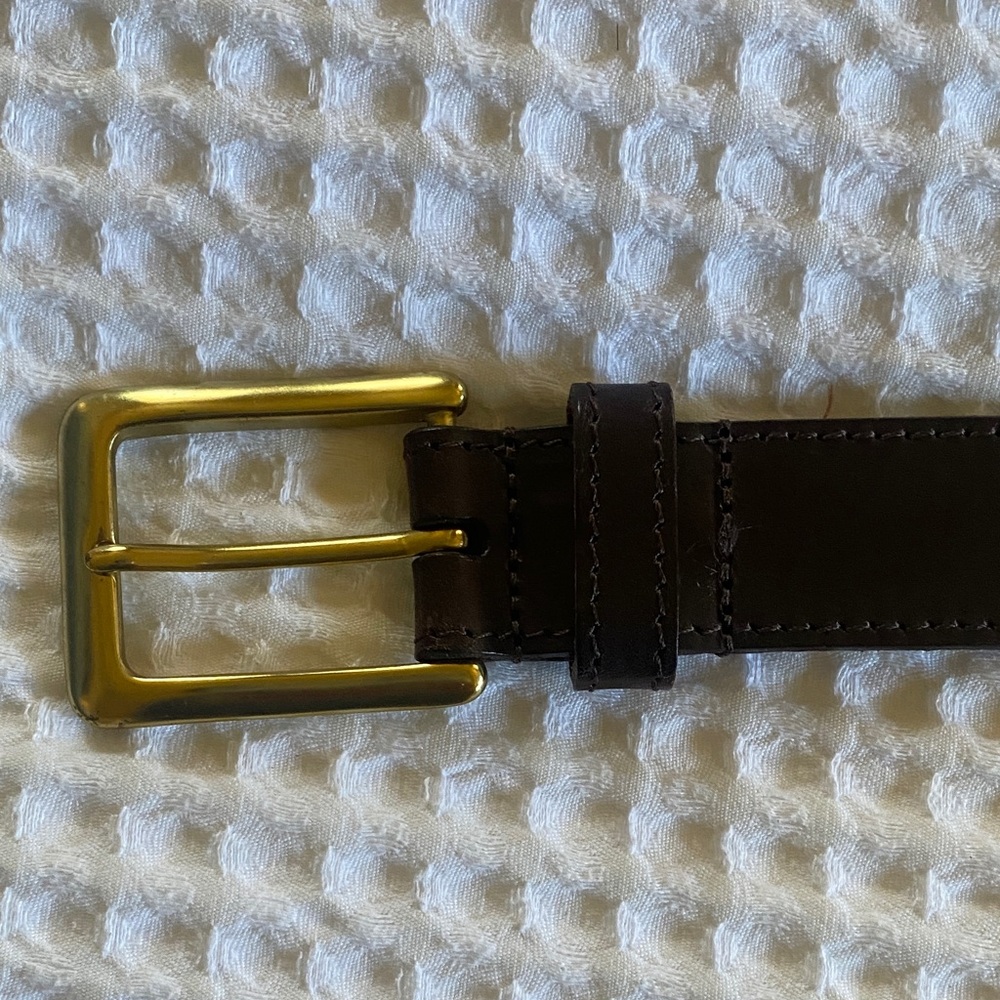 Cole Haan / Genuine Leather / Men's Brown Leather Belt with Gold Buckle / 36/90